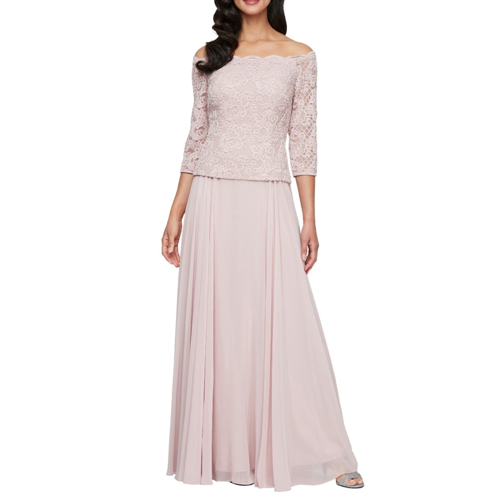 Alex Evenings Off The Shoulder Two-Piece Cocktail Dress